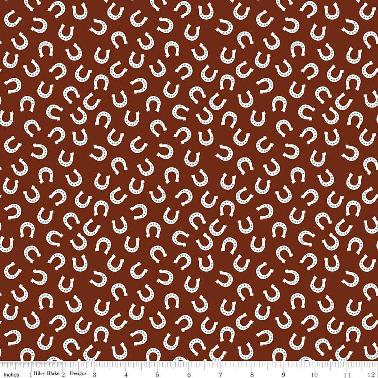 Fabric Riley Blake Brown Lil Buckaroos Horseshoes Designer Flannel by the Quarter Yard F16022-BROWN